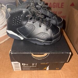 Jordan 6 Kids Black and Gray Sneakers - Size 6C